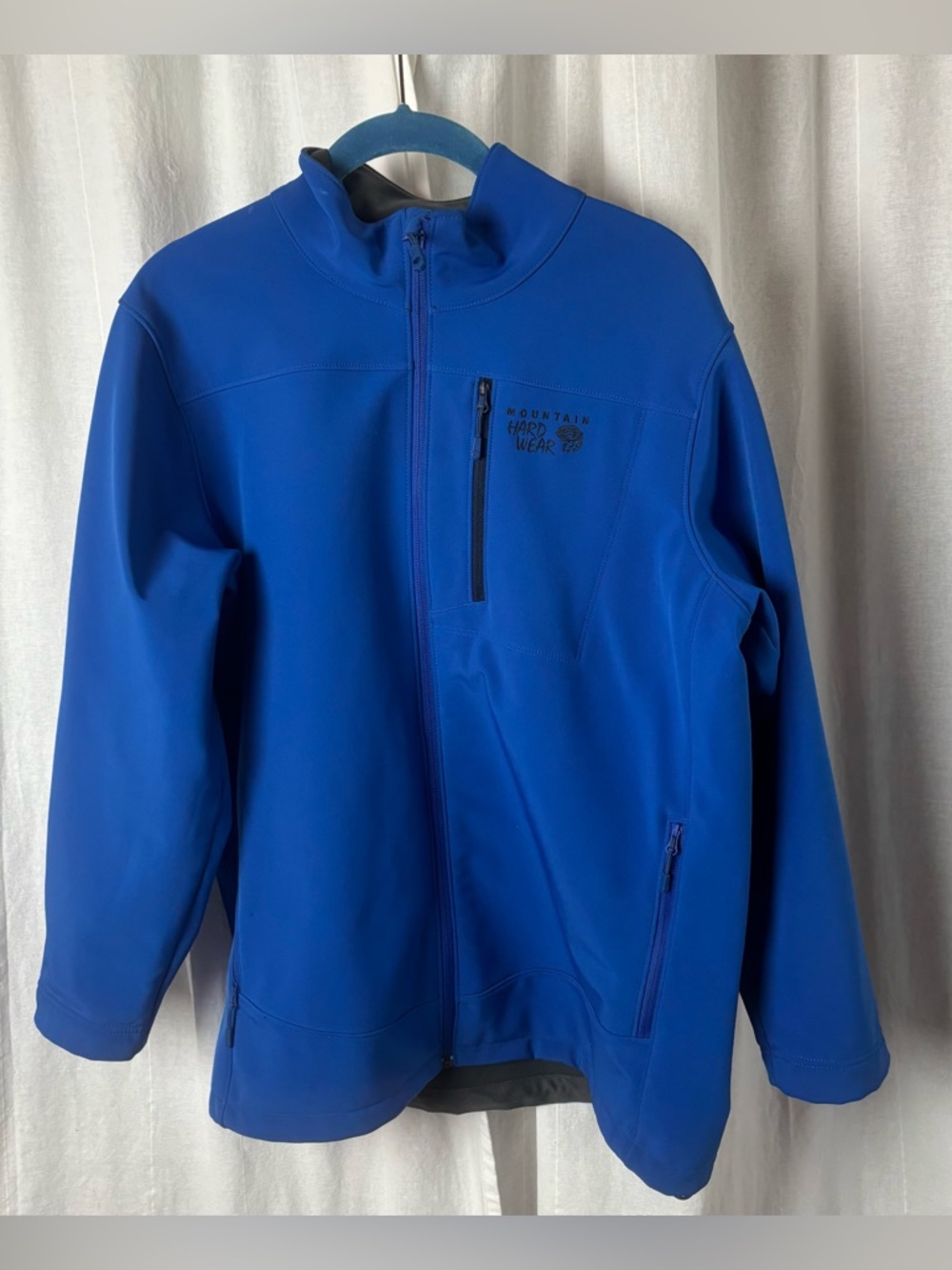Mountain Hardwear Jacket Men's Medium Fleece Lined Full Zip Bright Blue Tacna